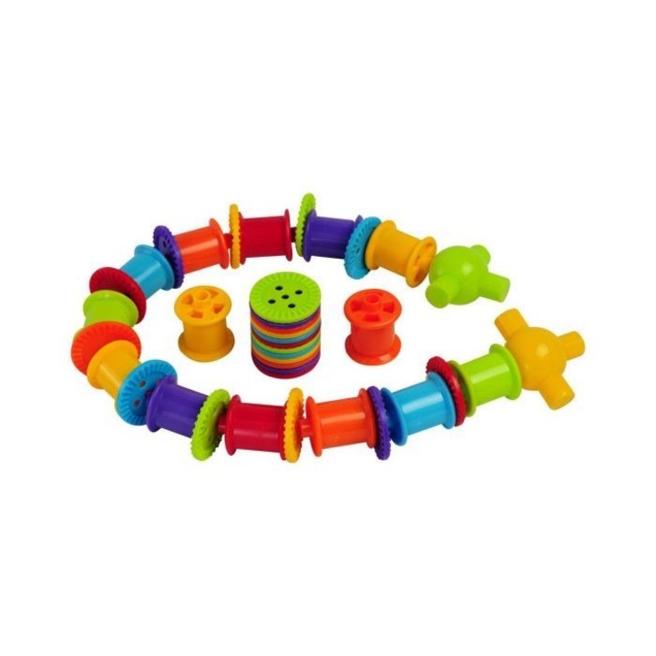 Конструктор за нанизване Bigjigs, Макари и копчета, Многоцветен