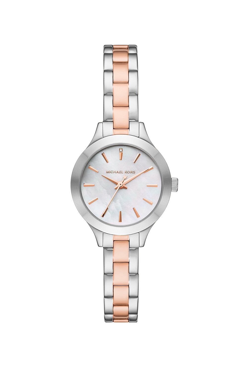 Michael Kors, Ceas de otel inoxidabil cu logo, Argintiu/Auriu rose