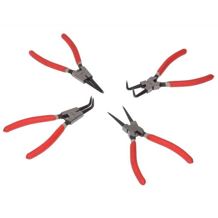 Set 4 clesti de siguranta, din otel carbon, cu cauciuc moale