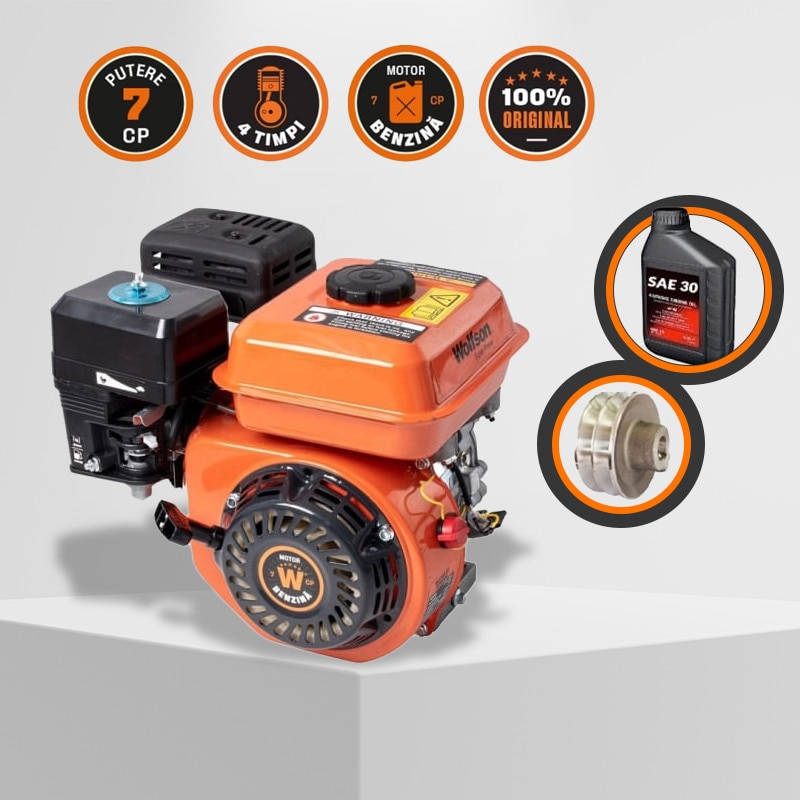 Set motor benzina WOLFSON® GTX-200, in 4 Timpi OHV (170F) cu ax