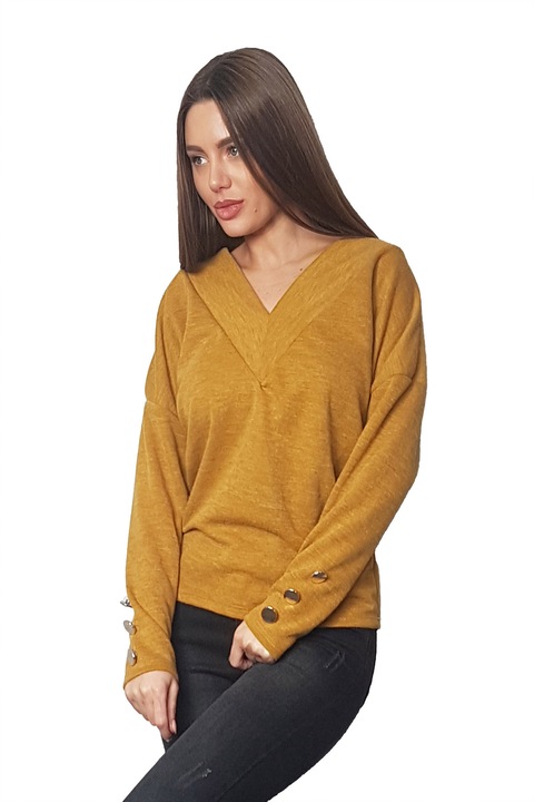 Дамска блуза с копчета WLS 3199, S-M, горчица
