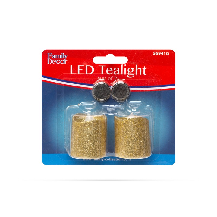 Family, LED gyertya arany 2 db / bliszter, 4,5 cm