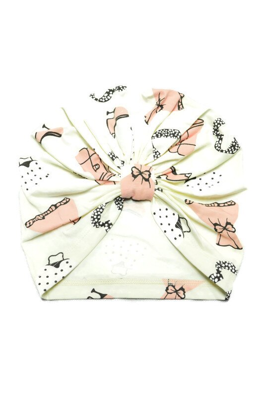 Turban pentru femei, ivory cu imprimeu, marime universala