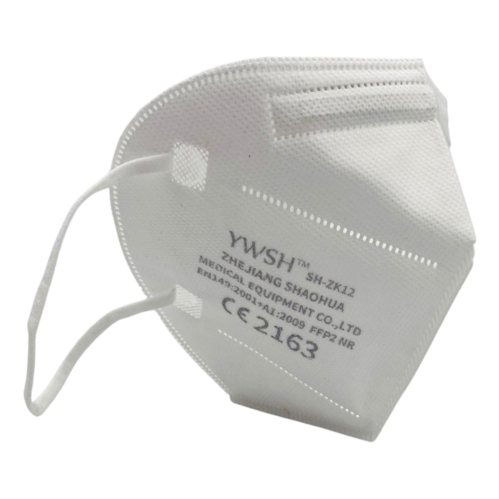 10 darab eldobható arcvédő maszk készlet, Flippy®, KN95 FFP2, 5 rétegű FPP2, nem steril, egyedi csomagolás, CE2163, fehér