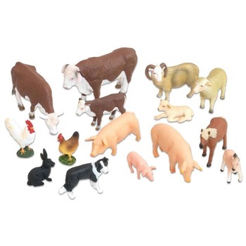 Set de animale din ferma, Vinco, 15 figurine, multicolor Set de animale din ferma, Vinco, 15 figurine, multicolor