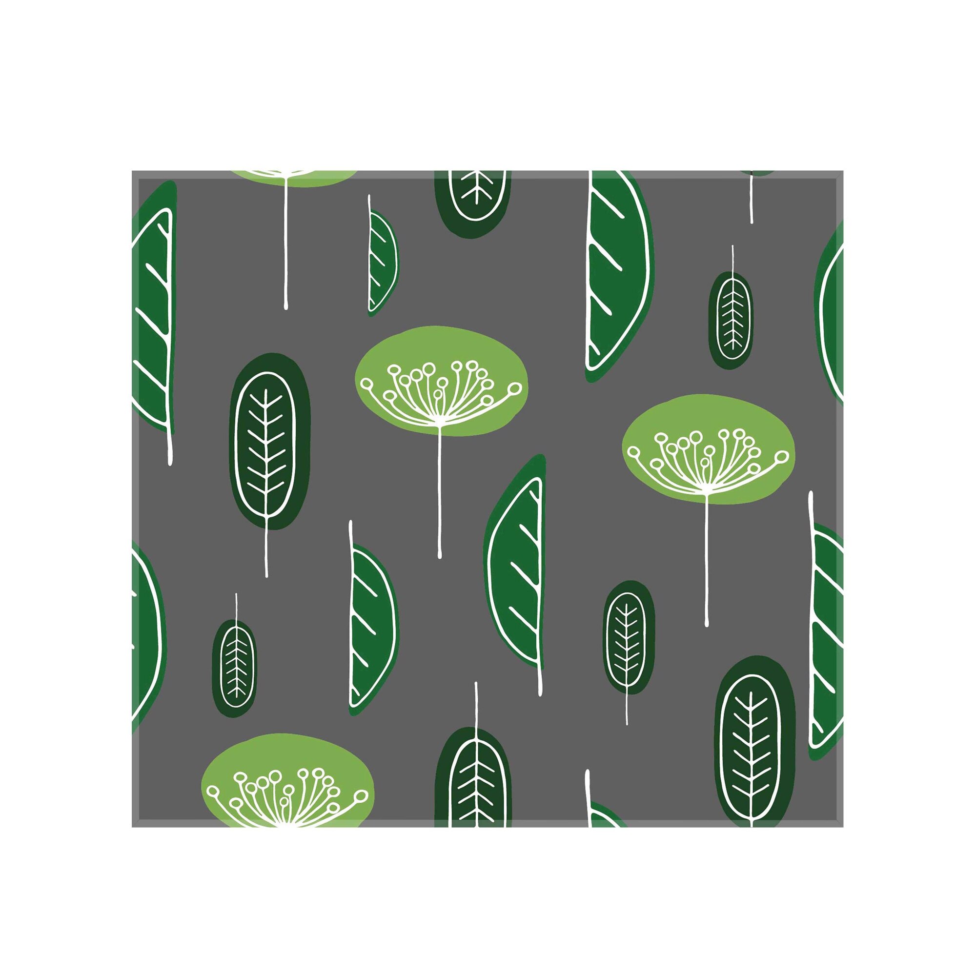 Panou decorativ sticla bucatarie securizata Saint Gobain Glass, imprimata 60x55cm, protectie antistropire pentru aragaz, Ambra Deco, Frunze stilizate gri