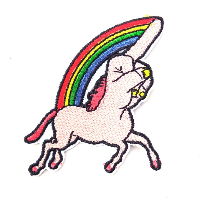 Petic textil / patch brodat Bad Unicorn 6.2x5.4 cm