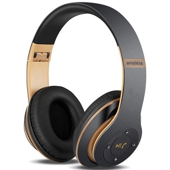 Casti Bluetooth over the ear, Utilizare cu sau fara fir, Noise Cancelling, Pliabil, Stereo, Microfon incorporat, Micro SD / TF, FM, Negru/Auriu Casti Bluetooth over the ear, Utilizare cu sau fara fir, Noise Cancelling, Pliabil, Stereo, Microfon incorporat, Micro SD / TF, FM, Negru/Auriu