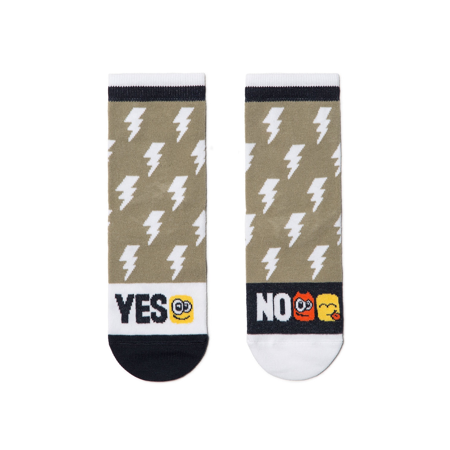 Sosete copii haioase din bumbac cu model fulger, Conte Kids Tip-Top 339, Verde, 36-38 EU