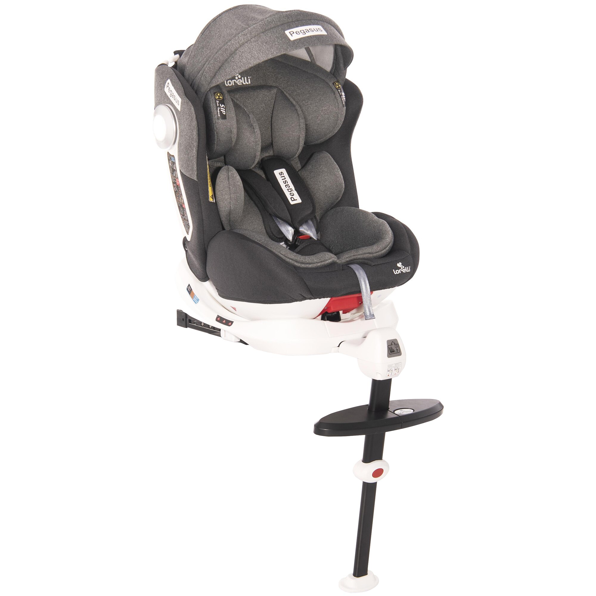 Scaun auto ISOFIX Lorelli Pegasus Dark & Light Grey, 0-36 kg, rotativ 360 grade, Gri