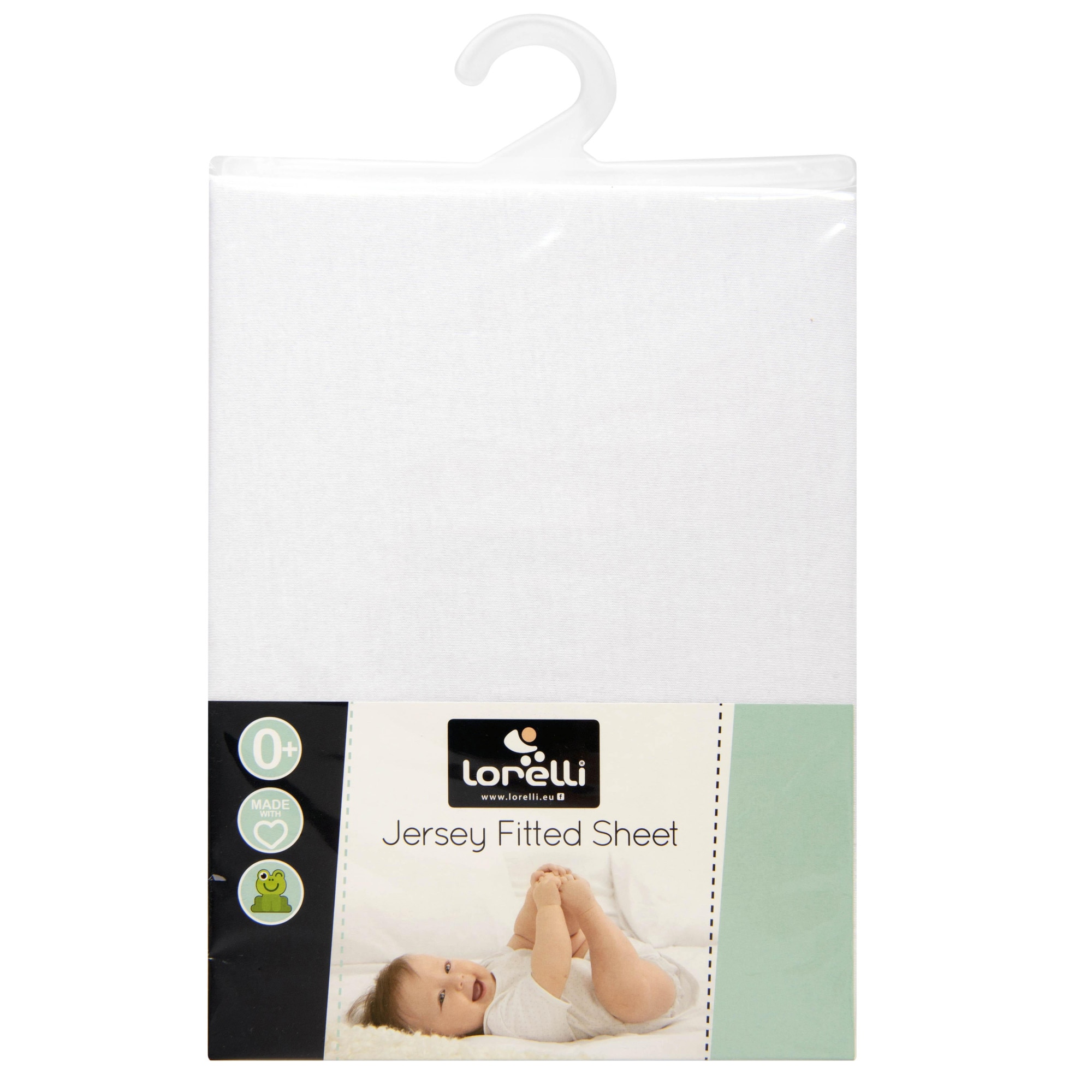 Cearsaf pat Lorelli jersey, 60 x 120 cm, Alb