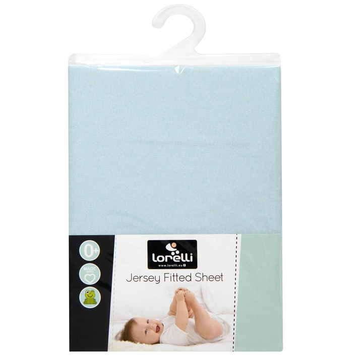 Cearsaf pat Lorelli jersey, 60 x 120 cm, Albastru