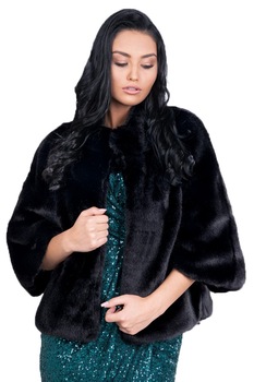 Capa dama de blana artificiala Per Donna, Negru, L Capa dama de blana artificiala Per Donna, Negru, L