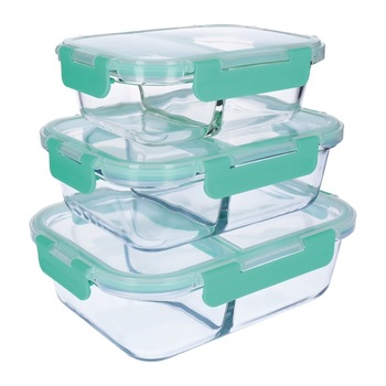 Set Cutii de Sticla Bucatarie, Capac cu Clic, 3 Piese, 100% Inodor, 640ml - 1520ml Set Cutii de Sticla Bucatarie, Capac cu Clic, 3 Piese, 100% Inodor, 640ml - 1520ml
