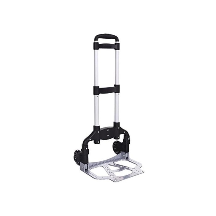 Многофункционално сгъваемо шлайфане, с платформа и колела, максимална тежест 70 кг, удължаваща се дръжка и система против приплъзване, черно и бяло