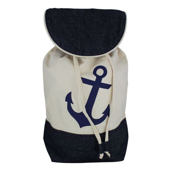 Rucsac, Sea Club, model cu ancora, bumbac, 35x15x43cm