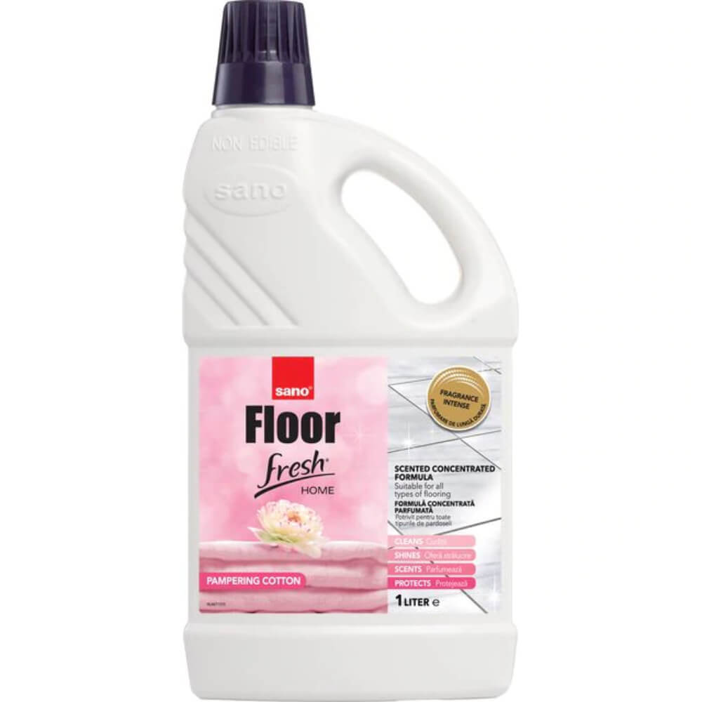 Detergent Lichid Pardoseli Sano Floor Fresh, 1 L, Parfum Pampering Cotton, Concentrat, pentru Toate Tipurile de Podele