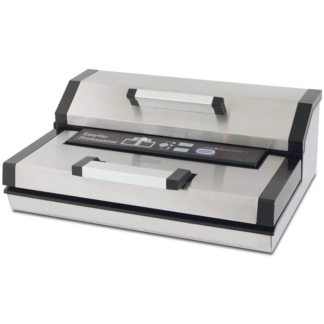 Aparat de vidat Solis, EasyVac Professional 572, functie complet automata sau manuala, 20 litri/min, putere mare aspirare, -0.85 bar, furtun pentru vidare recipiente si pungi incluse, functie marinare, sigilare instanta, argintiu/negru