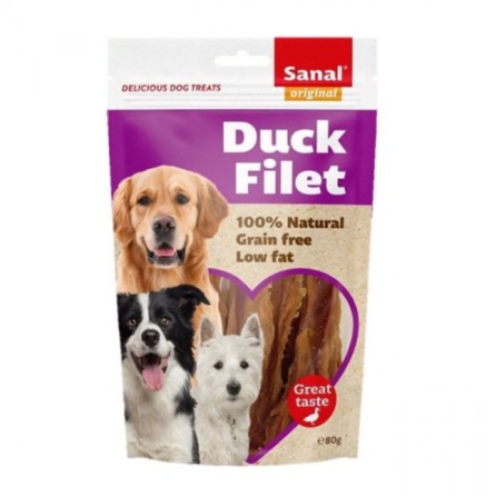 Лакомства за кучета Sanal, Duck Fillet Dog Treat, 80 г