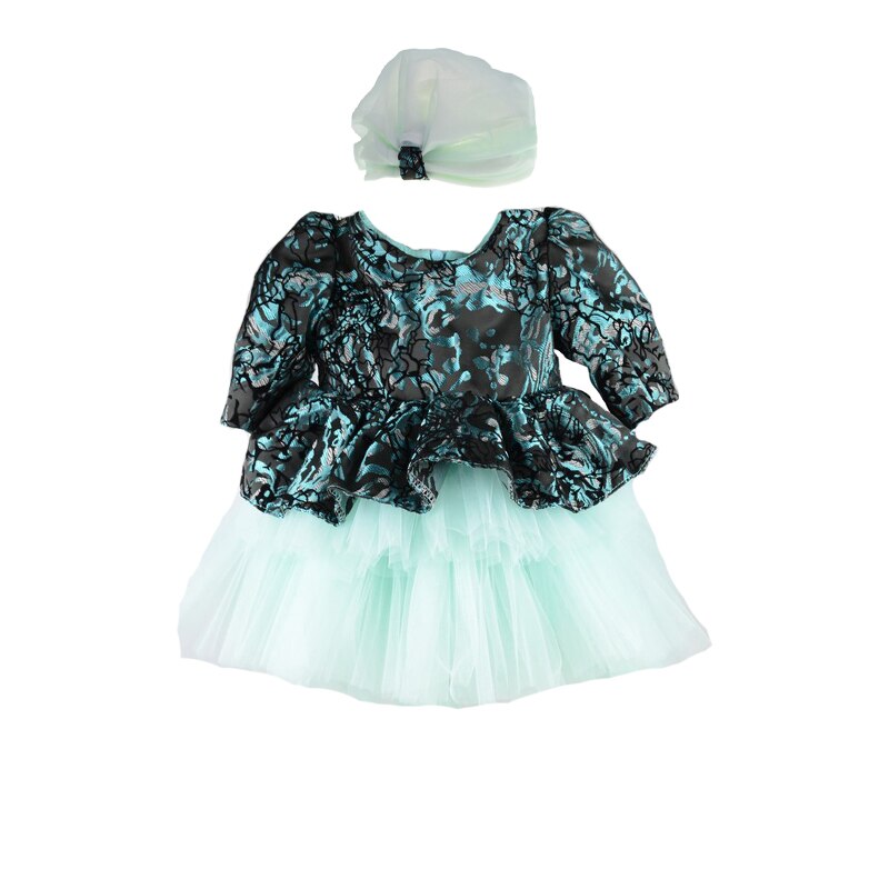 Set 2 piese rochita si turban pentru fete Mini Junior 62BV, Multicolor, 1-3 luni