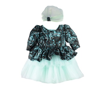 Set 2 piese rochita si turban pentru fete Mini Junior 62BV, Multicolor, 1-3 luni Set 2 piese rochita si turban pentru fete Mini Junior 62BV, Multicolor, 1-3 luni