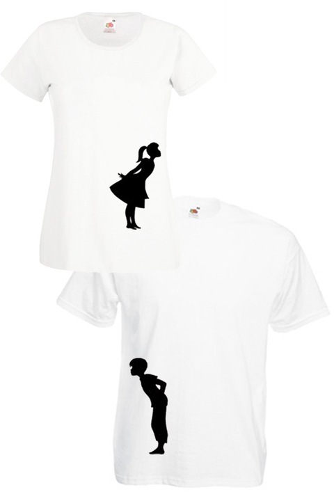 Комплект тениски Fruit of the Loom Sweet Kiss 13020146, бели, дамска XL и мъжка M
