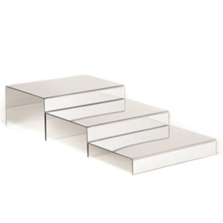 Display dreptunghilar prezentare RAKI suprafata tip oglinda 35x26x10cm 3 trepte