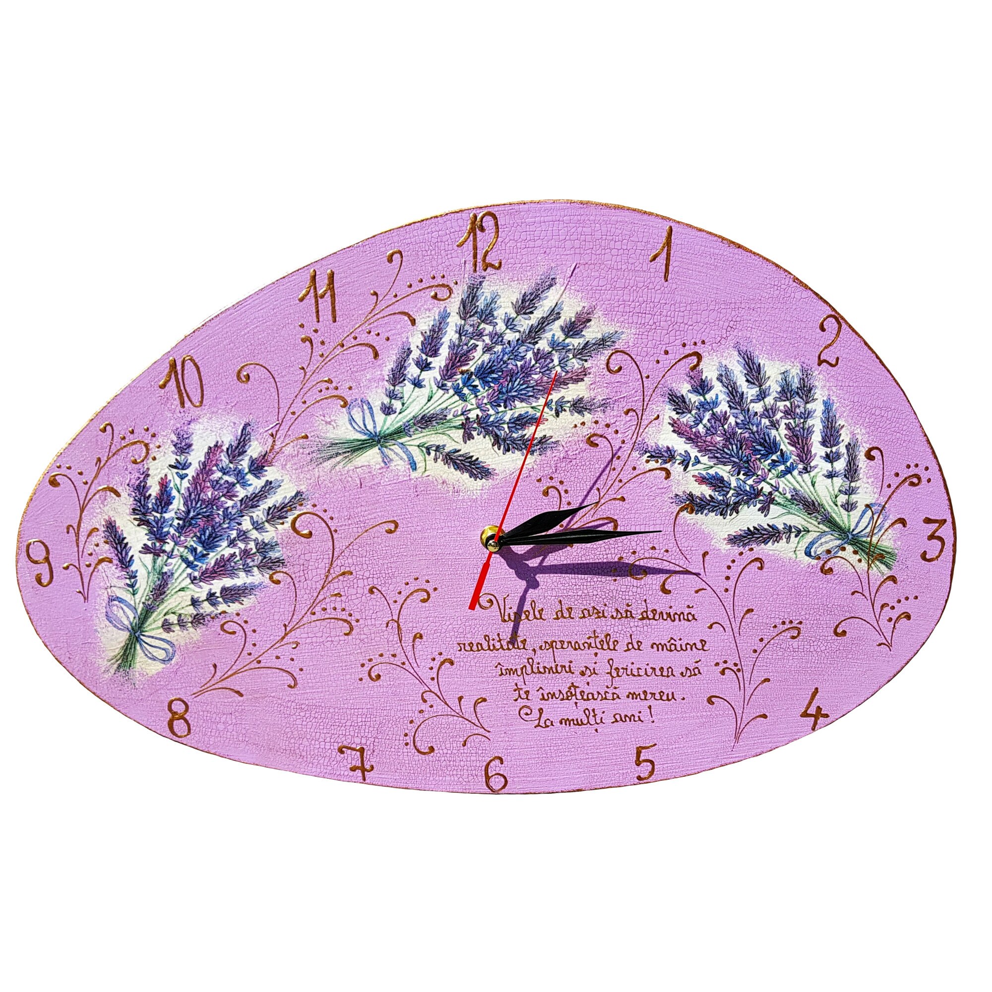 Ceas asimetric 50x30 cm, Art Stic, Lavender