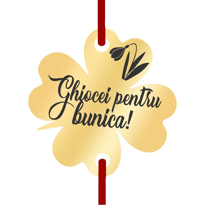 Martisor Bratara Inox Trifoi Auriu Ghiocei pentru Bunica