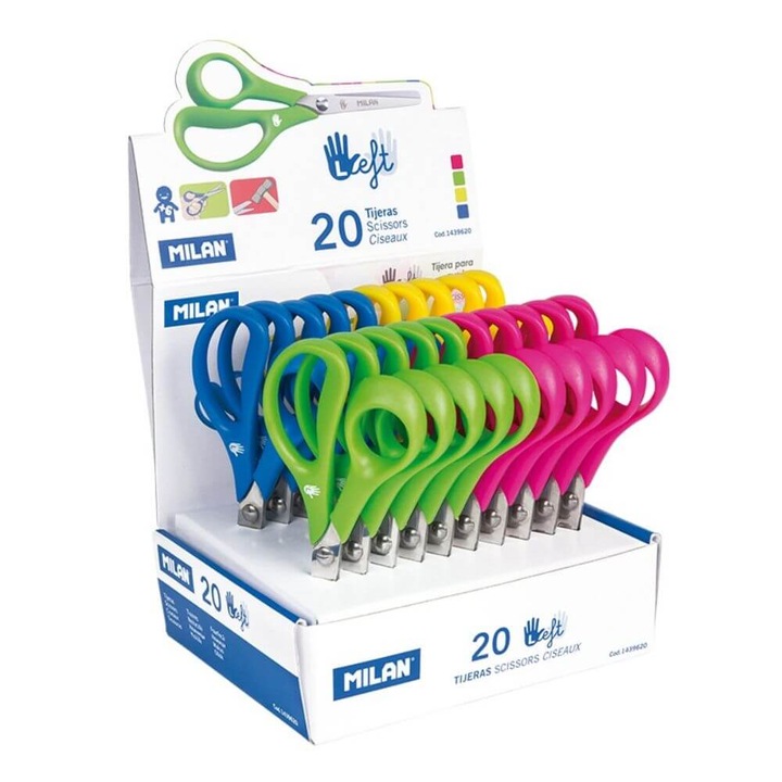 Set 20 Foarfeci MILAN, 14 cm, Lama Otel Inoxidabil, pentru Stangaci