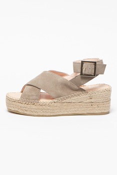 Manebi, Sandale tip espadrile de piele intoarsa cu talpa wedge Manebi, Sandale tip espadrile de piele intoarsa cu talpa wedge