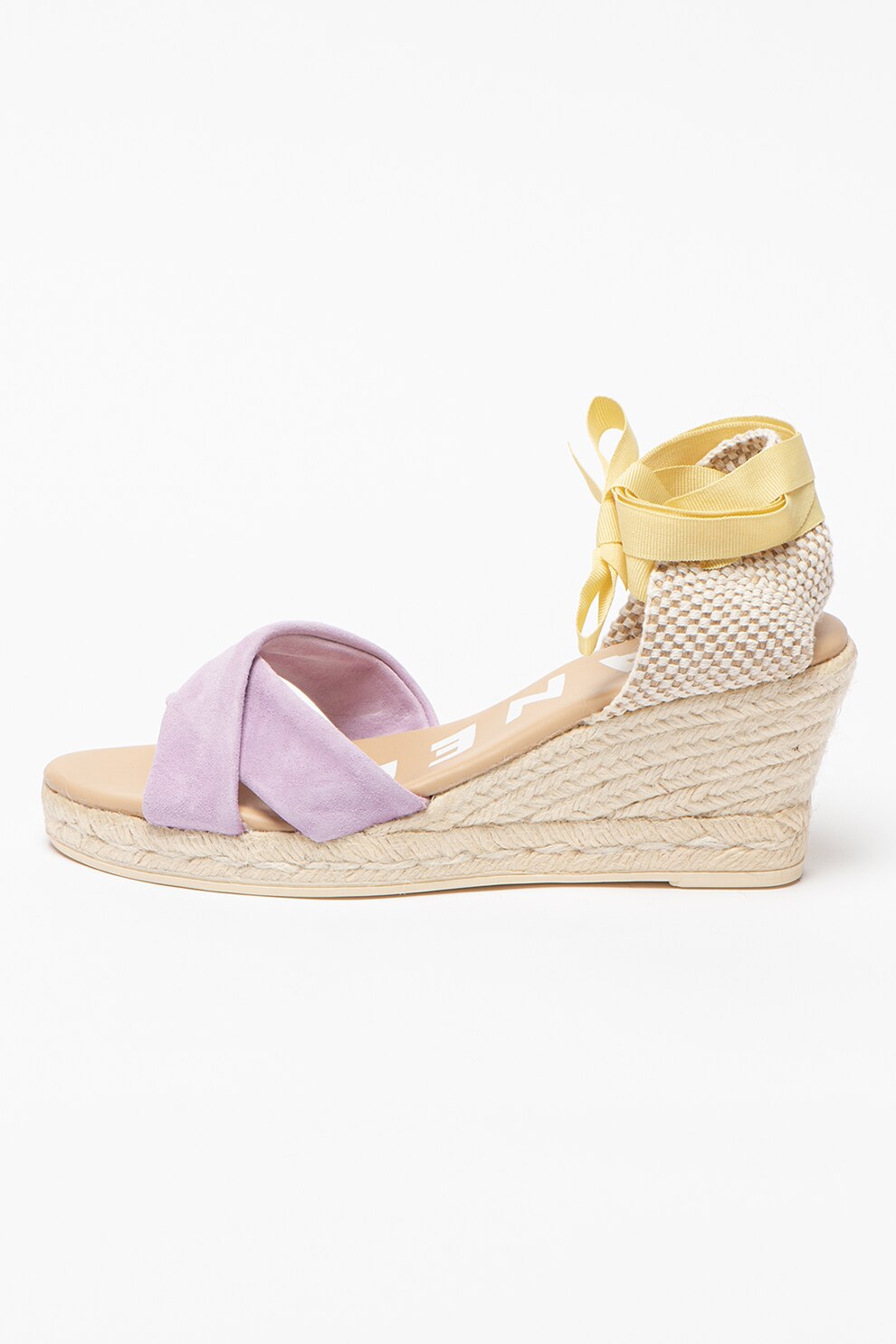 Manebi, Sandale tip espadrile de piele intoarsa cu talpa wedge Hamptons