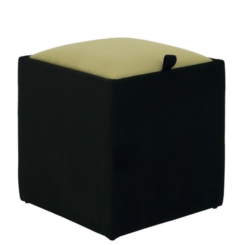 Taburet Box bicolor, stofa Diamond Negru/Verde 37x37x41 Taburet Box bicolor, stofa Diamond Negru/Verde 37x37x41
