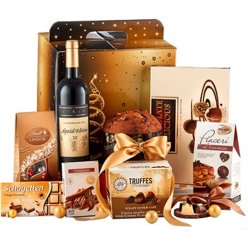 Cutie cadou Best Image,Rich Flavours, vin rosu, panettone, praline atent alese, trufe cu cacao si lumanari parfumate cu miros de cookies si scortisoara, Cadoul contine 9 articole Cutie cadou Best Image,Rich Flavours, vin rosu, panettone, praline atent alese, trufe cu cacao si lumanari parfumate cu miros de cookies si scortisoara, Cadoul contine 9 articole