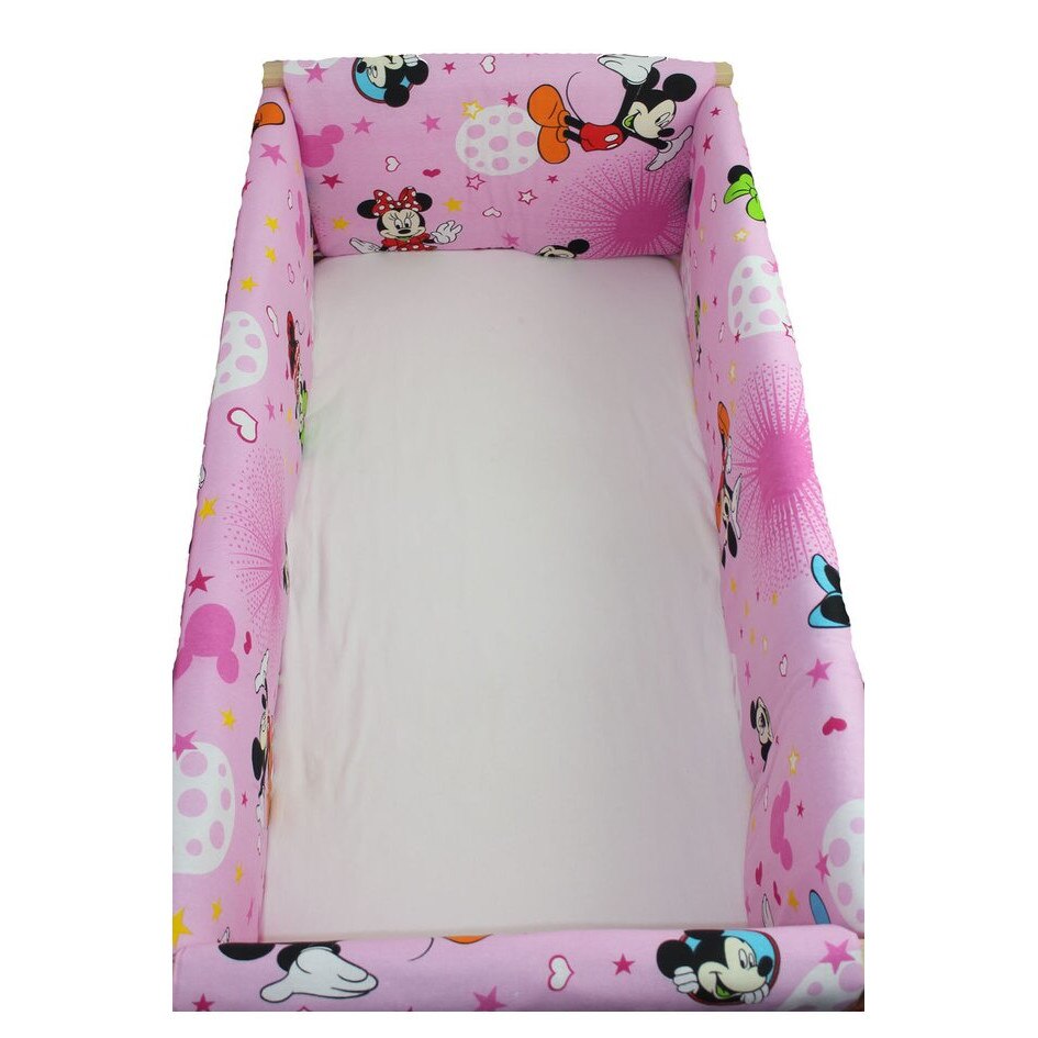Set aparatoare patut, Maxi, Minnie si Mickey, roz cu stelute, 120x 60 cm