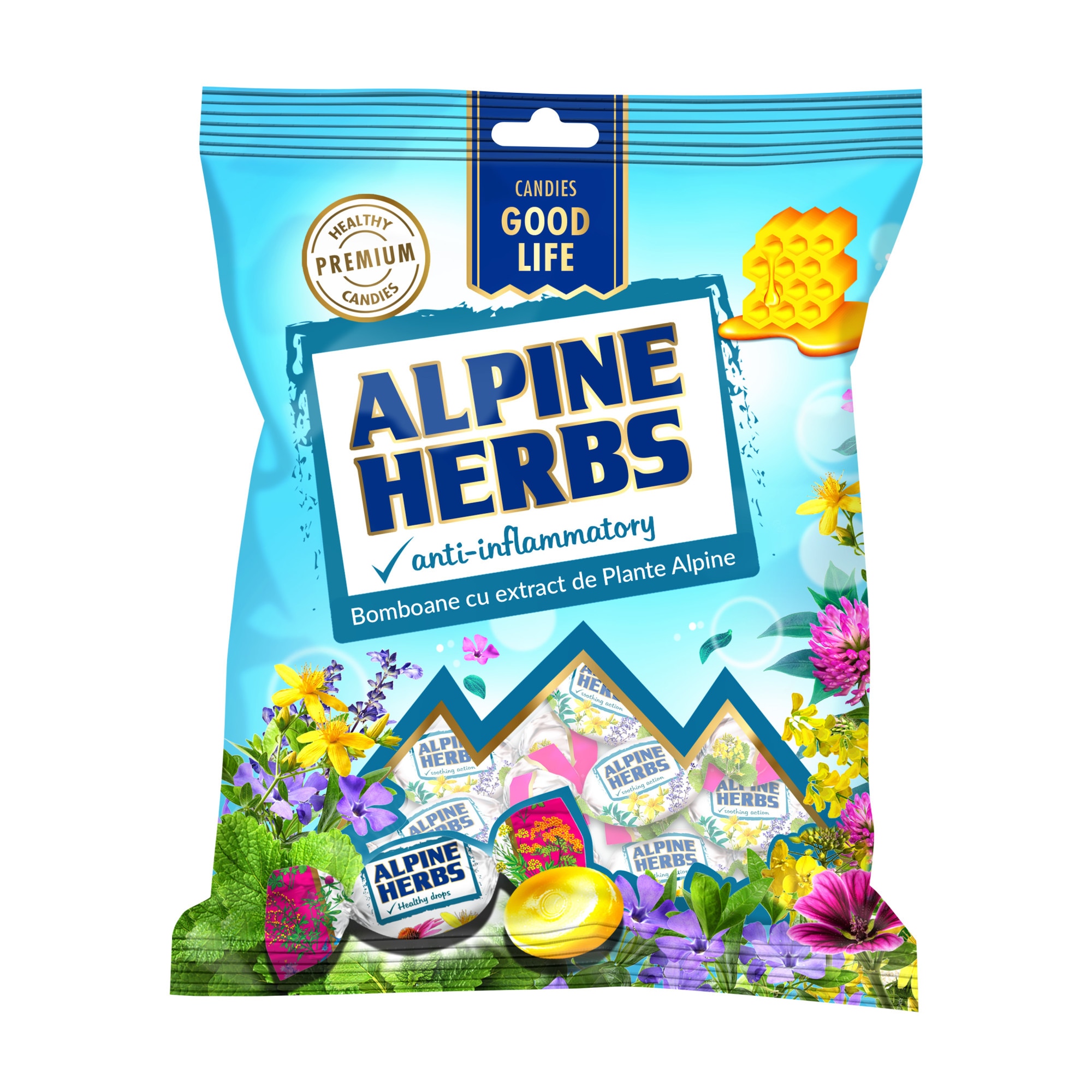 GOOD LIFE Alpine Herbs, dropsuri functionale cu miere si Plante Alpine, BAX (25 pungi * 75g)