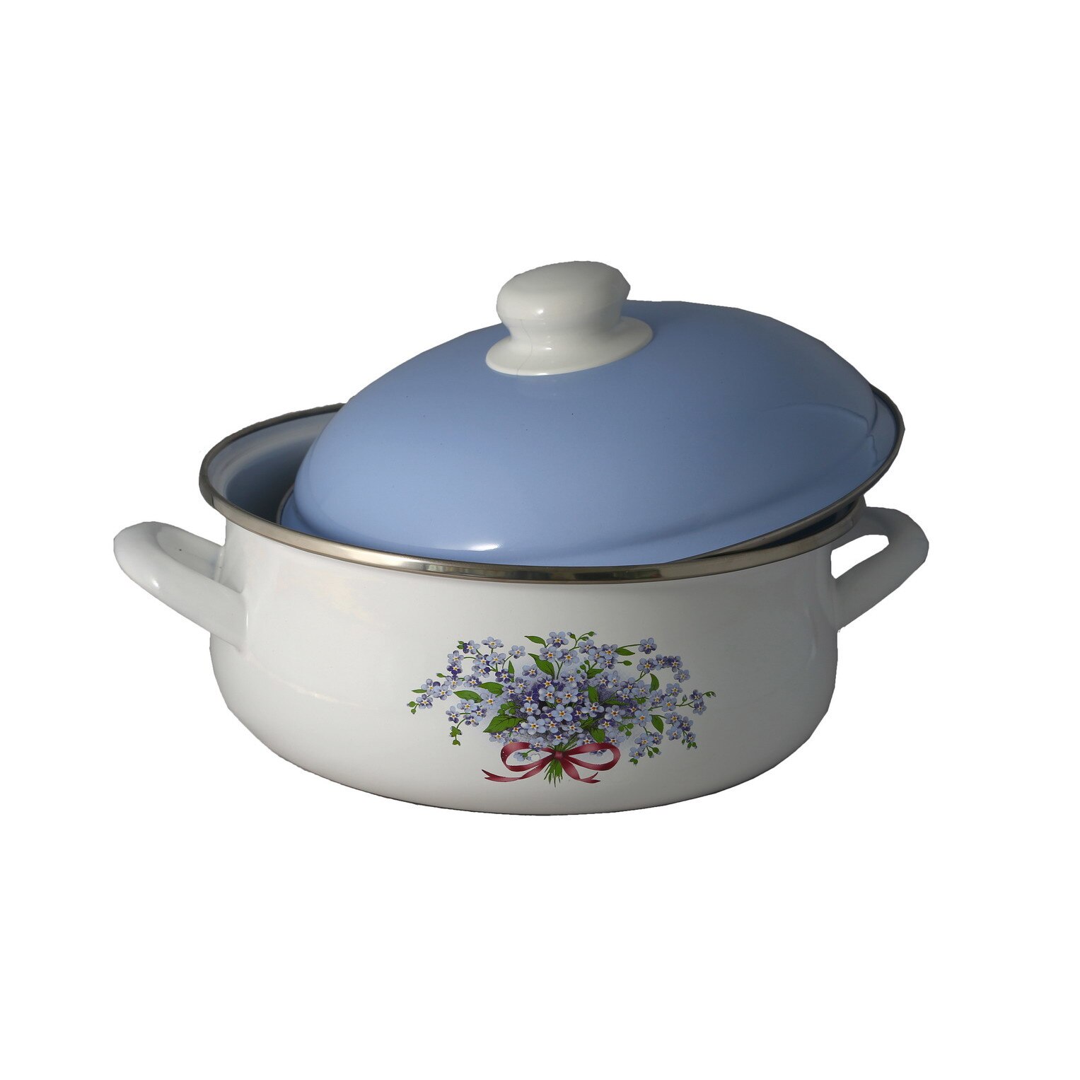 Cratita emailata, 1.25 Litri, cu capac de 16 cm, EMA-LION, Liliac Multicolor