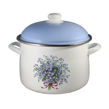 Oala emailata, 3 Litri, cu capac de 18 cm, EMA-LION, Liliac Multicolor Oala emailata, 3 Litri, cu capac de 18 cm, EMA-LION, Liliac Multicolor