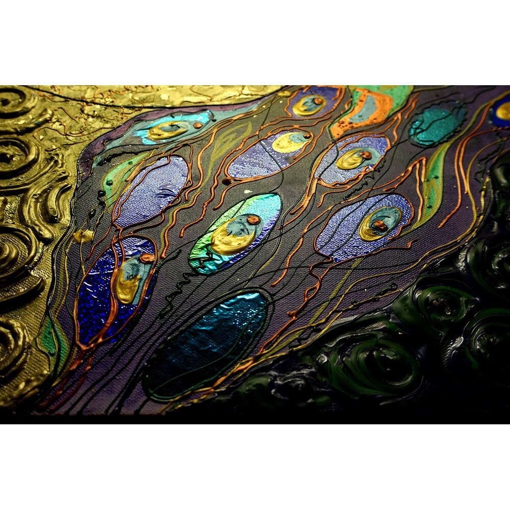 Tablou pictat manual Gustav Klimt Forest witch 3D abstract pictura in ...