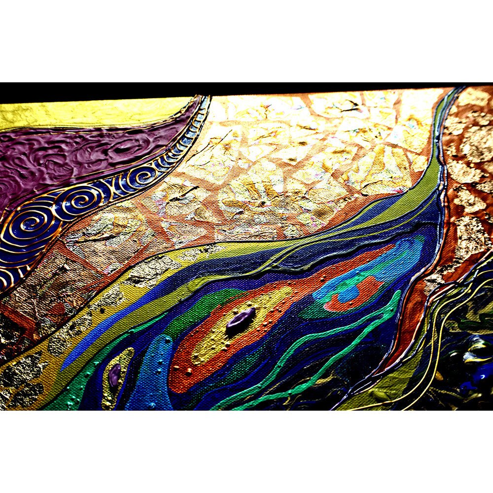 Tablou pictat manual Gustav Klimt Forest witch 3D abstract pictura in ...