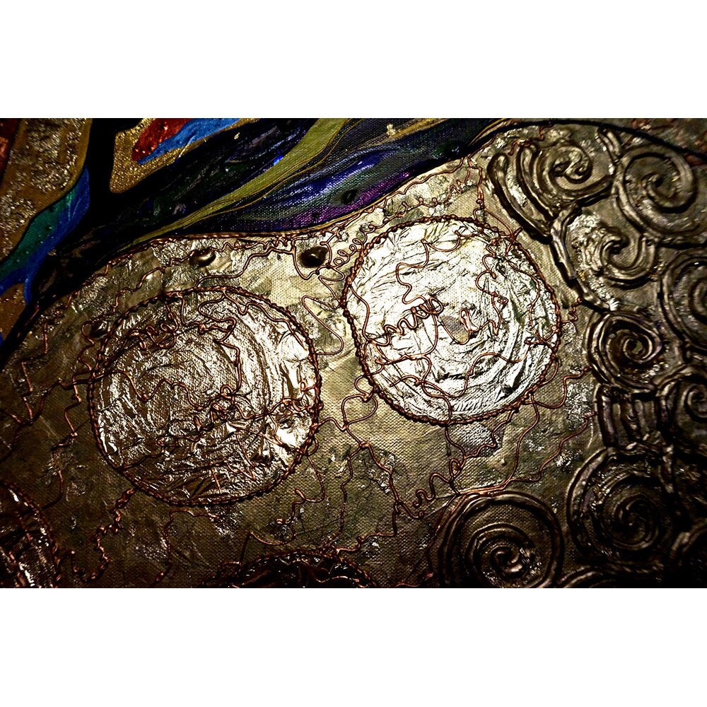 Tablou pictat manual Gustav Klimt Forest witch 3D abstract pictura in ...