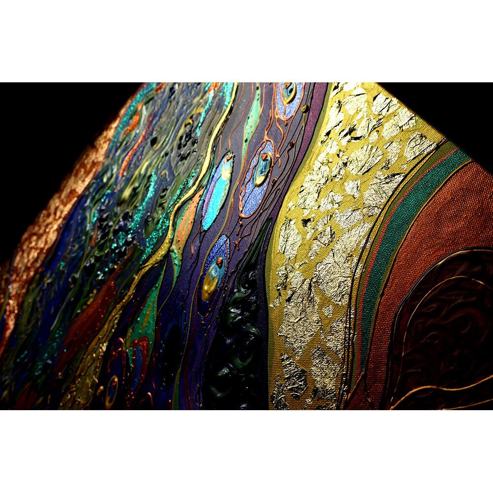 Tablou pictat manual Gustav Klimt Forest witch 3D abstract pictura in ...