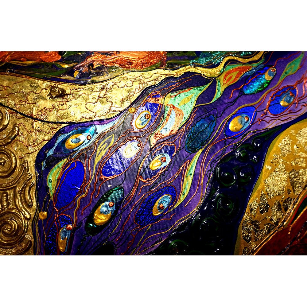 Tablou pictat manual Gustav Klimt Forest witch 3D abstract pictura in ...