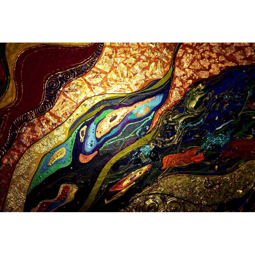 Tablou pictat manual Gustav Klimt Forest witch 3D abstract pictura in ...