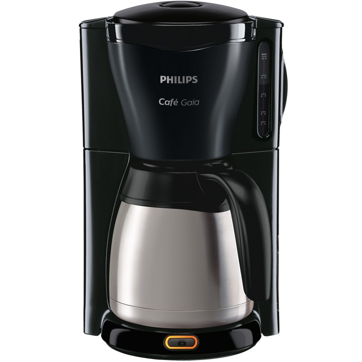 Cafetiera Philips Gaia HD7544/20, 1000 W, 1.2 l, vas termorezistent din otel inoxidabil, sistem anti-picurare, negru