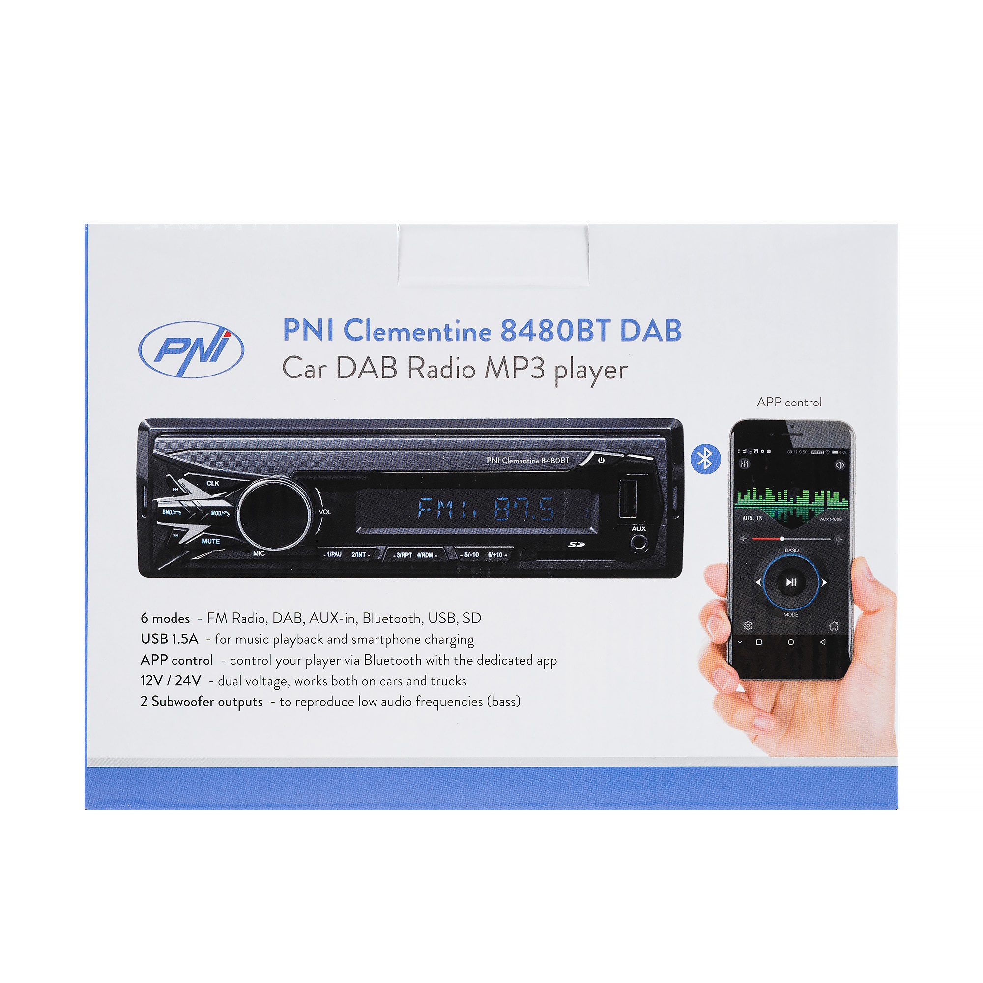  DAB Autoradio MP3 car Player PNI Clementine 8480BT 4x45w, 12 /  24V, 1 DIN, with SD, USB, AUX, RCA, Bluetooth and USB 1.5A for Phone  Charging : Electronics
