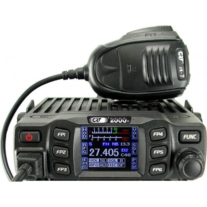 Радиостанция CB CRT 2000H, 4W, AM/FM, 12V, ASQ, Сканиране, Цветен дисплей, Програмируема