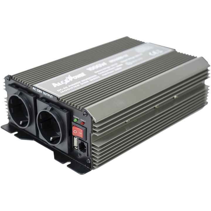 AlcaPower by President 1000W 12V-230V feszültség inverter. módosított szinusz hullám, USB port, távirányító bemenet