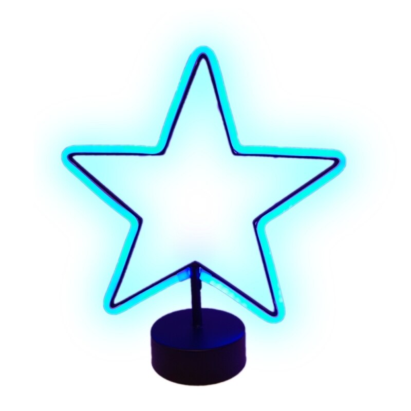 Неонова LED лампа "Звезда", Синя, 31х28 см - eMAG.bg