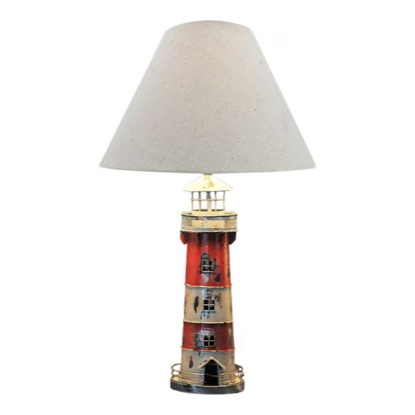 Lampa cu far din metal, abajur textil, soclu E27, H 55 cm